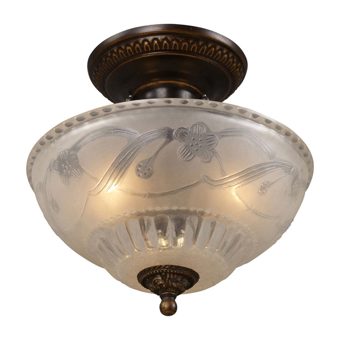 3 Light Semi Flush in Antique Golden