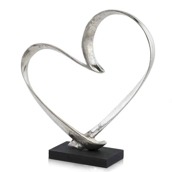 Raw Silver and Black Heart Sculpture - KozeDecore
