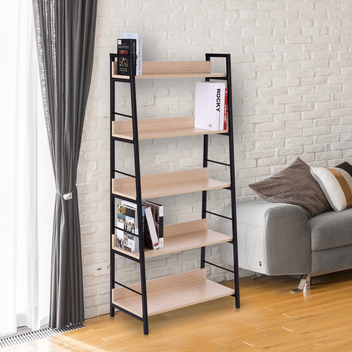 Wood Bookcase 5-Tier Wide Bookshelf Shelving Storage Furniture