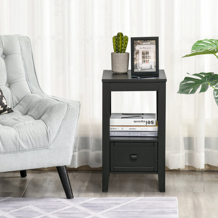 Modern Coffee End Table with Drawer and Shelf,